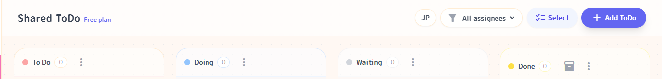 英語表示のPC版ボード画面